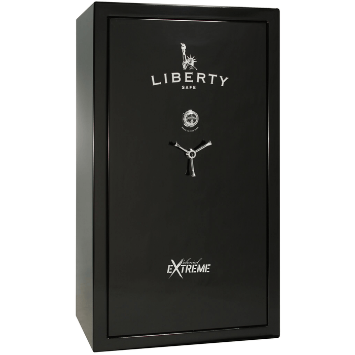 Colonial Extreme | 50 | Level 3 Security | 75 Minute Fire Protection | Black Gloss | Chrome Mechanical Lock | 72.5"(H) x 42"(W) x 30.5"(D)