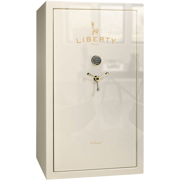 Colonial | 50 | Level 3 Security | 75 Minute Fire Protection | White Gloss | Brass Electronic Lock | 72.5"(H) x 42"(W) x 30.5"(D)