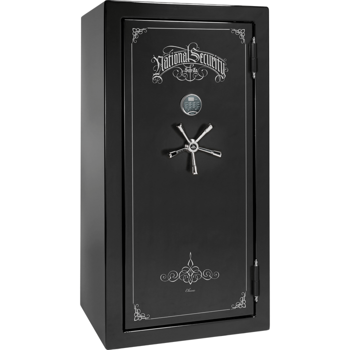 Classic Plus | 25 | Level 7 Security | 110 Minute Fire Protection | Black Gloss | Chrome Electronic Lock | 60.5"(H) x 30"(W) x 29"(D)