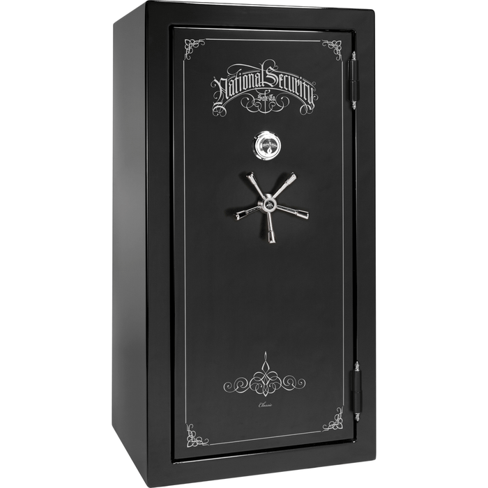Classic Plus | 25 | Level 7 Security | 110 Minute Fire Protection | Black Gloss | Chrome Mechanical Lock | 60.5"(H) x 30"(W) x 29"(D)