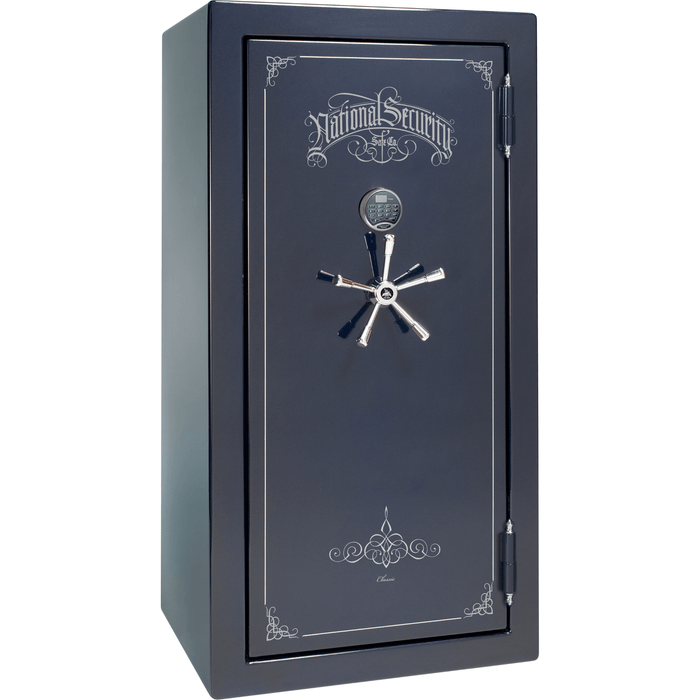 Classic Plus | 25 | Level 7 Security | 110 Minute Fire Protection | Blue Gloss | Chrome Electronic Lock | 60.5"(H) x 30"(W) x 29"(D)