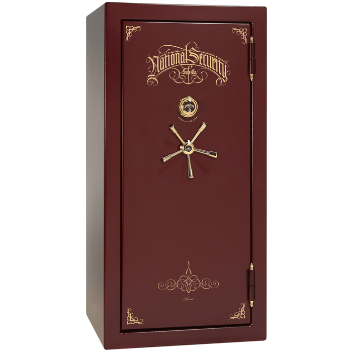 Classic Plus | 25 | Level 7 Security | 110 Minute Fire Protection | Burgundy | Brass Mechanical Lock | 60.5"(H) x 30"(W) x 29"(D)
