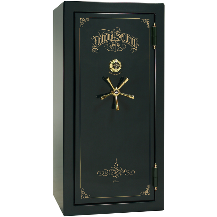 Classic Plus | 25 | Level 7 Security | 110 Minute Fire Protection | Green Gloss | Brass Mechanical Lock | 60.5"(H) x 30"(W) x 29"(D)