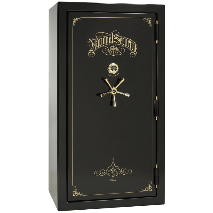 Classic Plus | 40 | Level 7 Security | 110 Minute Fire Protection | Black Gloss | Brass Mechanical Lock | 65.5"(H) x 36"(W) x 32"(D)