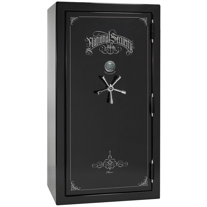 Classic Plus | 40 | Level 7 Security | 110 Minute Fire Protection | Black Gloss | Chrome Electronic Lock | 65.5"(H) x 36"(W) x 32"(D)
