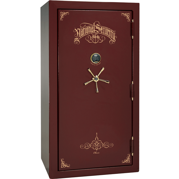 Classic Plus | 40 | Level 7 Security | 110 Minute Fire Protection | Burgundy | Brass Electronic Lock | 65.5"(H) x 36"(W) x 32"(D)