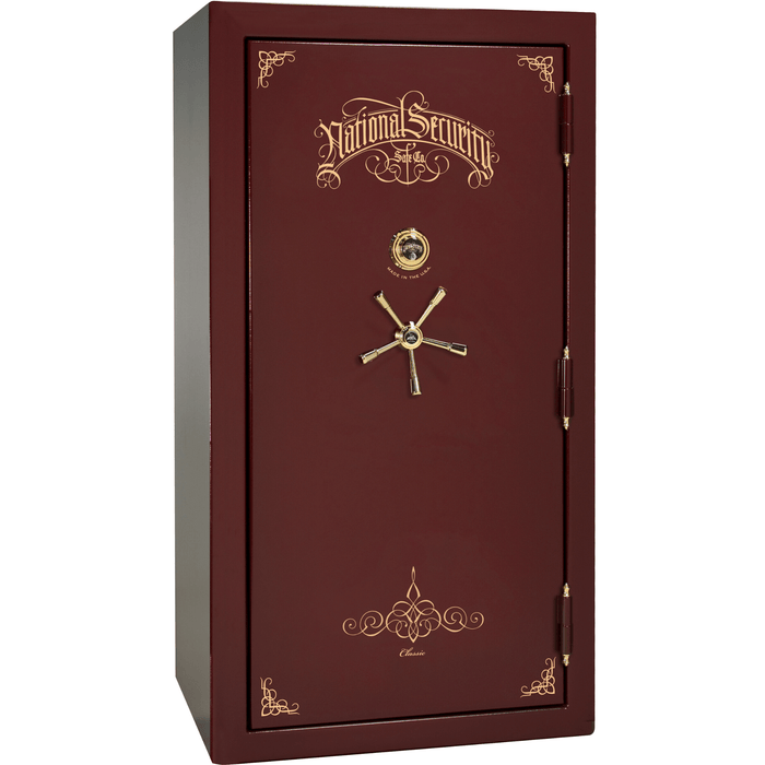 Classic Plus | 40 | Level 7 Security | 110 Minute Fire Protection | Burgundy | Brass Mechanical Lock | 65.5"(H) x 36"(W) x 32"(D)