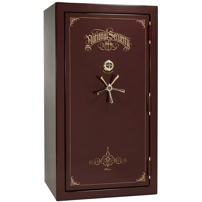 Classic Plus | 40 | Level 7 Security | 110 Minute Fire Protection | Burgundy Gloss | Brass Mechanical Lock | 65.5"(H) x 36"(W) x 32"(D)