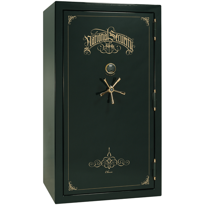 Classic Plus | 40 | Level 7 Security | 110 Minute Fire Protection | Green Gloss | Brass Electronic Lock | 65.5"(H) x 36"(W) x 32"(D)