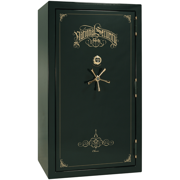 Classic Plus | 40 | Level 7 Security | 110 Minute Fire Protection | Green Gloss | Brass Mechanical Lock | 65.5"(H) x 36"(W) x 32"(D)