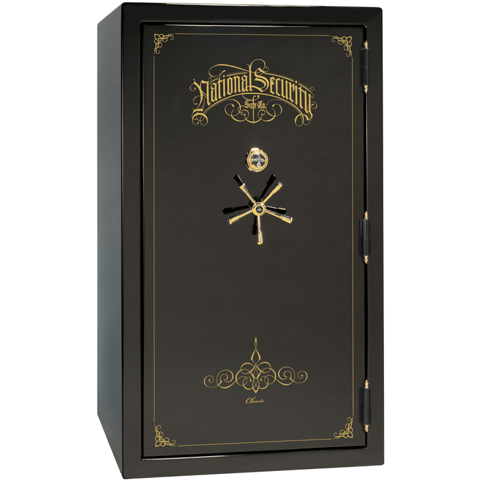 Classic Plus | 50 | Level 7 Security | 110 Minute Fire Protection | Black Gloss | Brass Mechanical Lock | 72.5"(H) x 42"(W) x 32"(D)