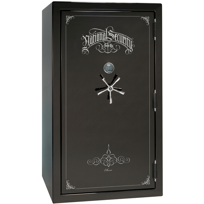 Classic Plus | 50 | Level 7 Security | 110 Minute Fire Protection | Black Gloss | Chrome Electronic Lock | 72.5"(H) x 42"(W) x 32"(D)