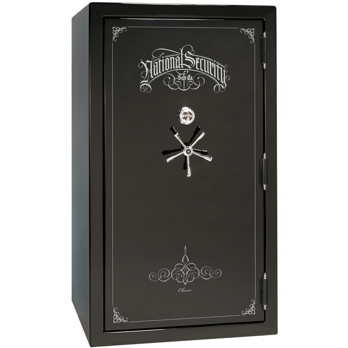 Classic Plus | 50 | Level 7 Security | 110 Minute Fire Protection | Black Gloss | Chrome Mechanical Lock | 72.5"(H) x 42"(W) x 32"(D)