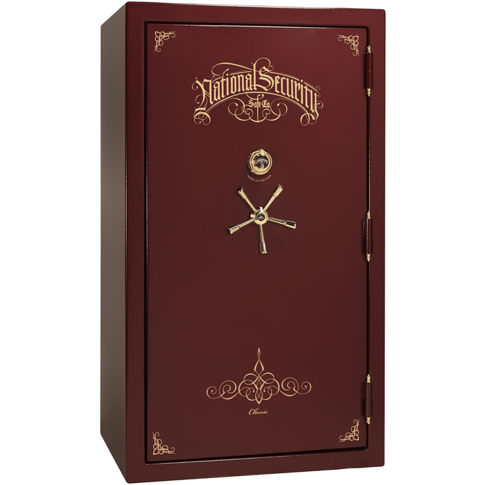 Classic Plus | 50 | Level 7 Security | 110 Minute Fire Protection | Burgundy | Brass Mechanical Lock | 72.5"(H) x 42"(W) x 32"(D)