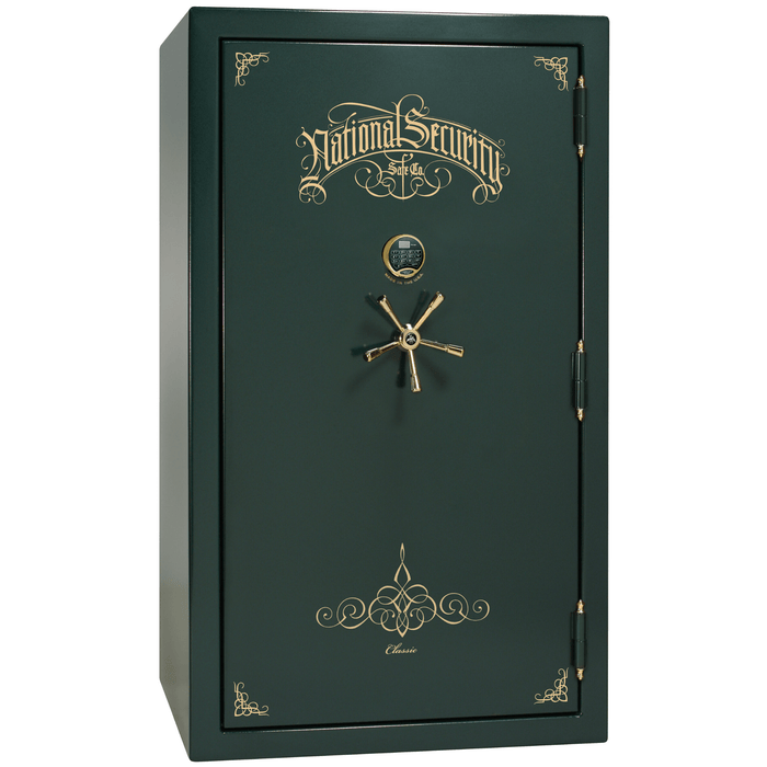 Classic Plus | 50 | Level 7 Security | 110 Minute Fire Protection | Green | Brass Electronic Lock | 72.5"(H) x 42"(W) x 32"(D)