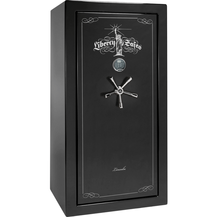 Lincoln | 25 | Level 5 Security | 110 Minute Fire Protection | Black Gloss | Chrome Electronic Lock | 60.5"(H) x 30"(W) x 28.5"(D)