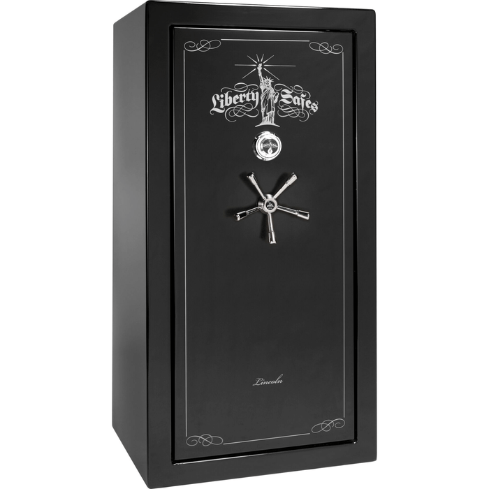 Lincoln | 25 | Level 5 Security | 110 Minute Fire Protection | Black Gloss | Chrome Mechanical Lock | 60.5"(H) x 30"(W) x 28.5"(D)