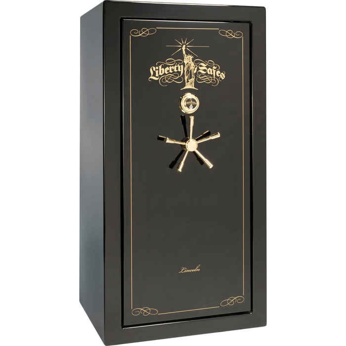 Lincoln | 25 | Level 5 Security | 110 Minute Fire Protection | Black Gloss | Brass Mechanical Lock | 60.5"(H) x 30"(W) x 28.5"(D)