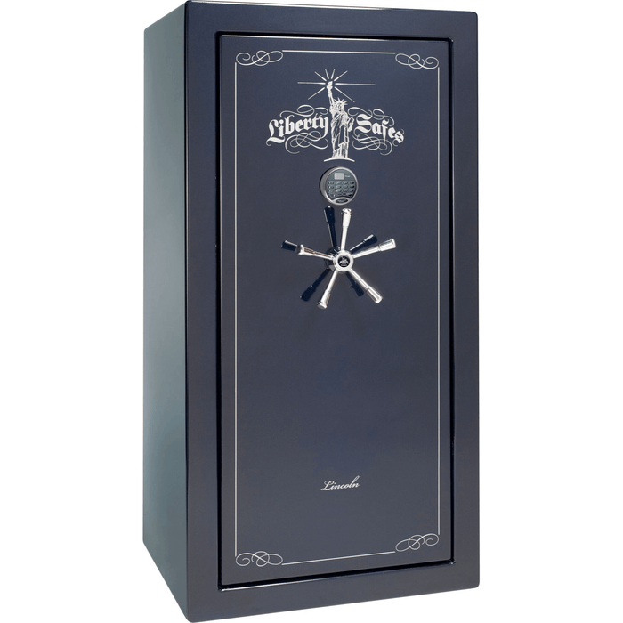 Lincoln | 25 | Level 5 Security | 110 Minute Fire Protection | Blue Gloss | Chrome Electronic Lock | 60.5"(H) x 30"(W) x 28.5"(D)
