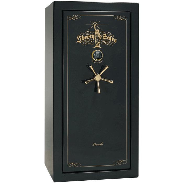 Lincoln | 25 | Level 5 Security | 110 Minute Fire Protection | Green Gloss | Brass Electronic Lock | 60.5"(H) x 30"(W) x 28.5"(D)