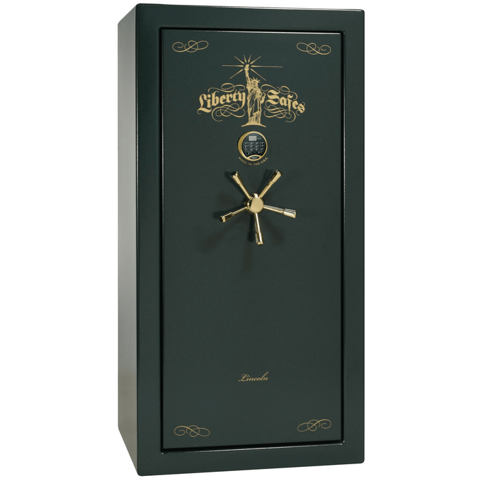 Lincoln | 25 | Level 5 Security | 110 Minute Fire Protection | Green | Brass Electronic Lock | 60.5"(H) x 30"(W) x 28.5"(D)