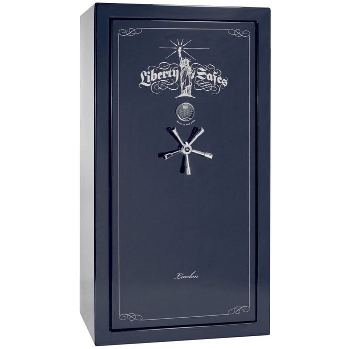 Lincoln | 40 | Level 5 Security | 110 Minute Fire Protection | Blue Gloss | Chrome Electronic Lock | 66.5"(H) x 36"(W) x 32"(D)