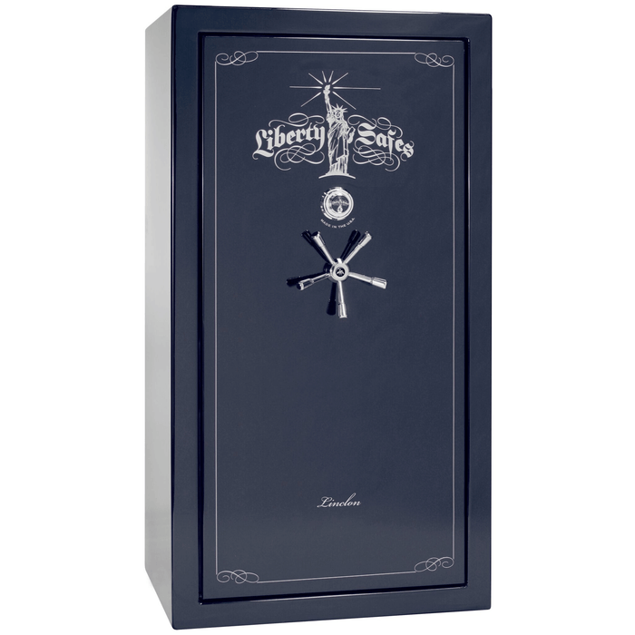 Lincoln | 40 | Level 5 Security | 110 Minute Fire Protection | Blue Gloss | Chrome Mechanical Lock | 66.5"(H) x 36"(W) x 32"(D)