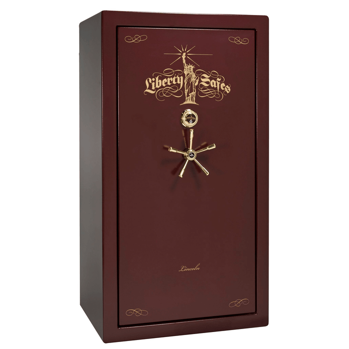 Lincoln | 40 | Level 5 Security | 110 Minute Fire Protection | Burgundy | Brass Mechanical Lock | 66.5"(H) x 36"(W) x 32"(D)