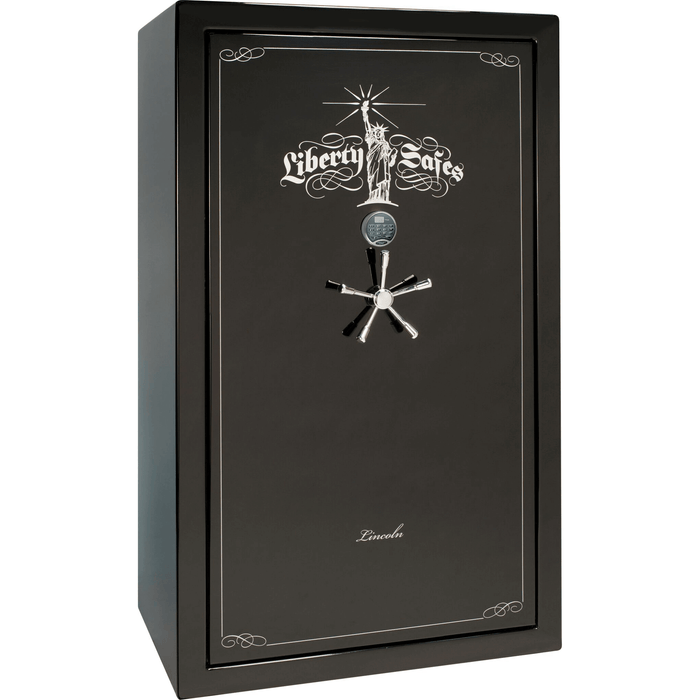 Lincoln | 50 | Level 5 Security | 110 Minute Fire Protection | Black Gloss | Chrome Electronic Lock | 72.5"(H) x 42"(W) x 32"(D)