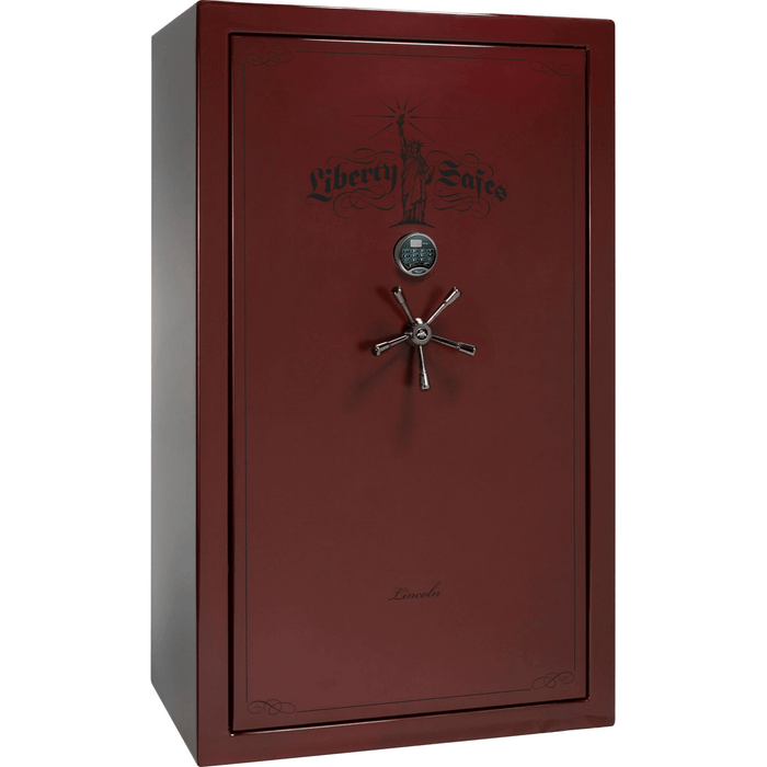 Lincoln | 50 | Level 5 Security | 110 Minute Fire Protection | Burgundy Gloss | Black Electronic Lock | 72.5"(H) x 42"(W) x 32"(D)