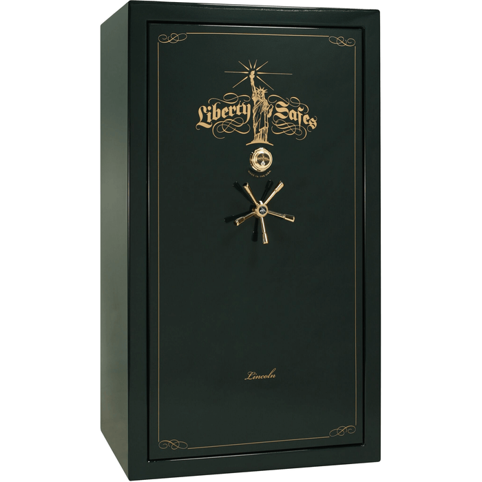 Lincoln | 50 | Level 5 Security | 110 Minute Fire Protection | Green Gloss | Brass Mechanical Lock | 72.5"(H) x 42"(W) x 32"(D)