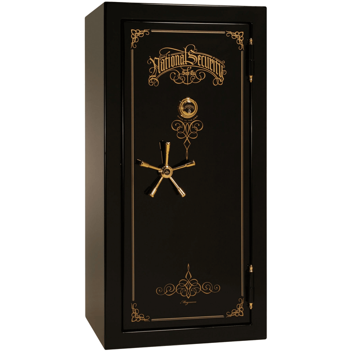 Magnum | 25 | Level 8 Security | 2.5 Hours Fire Protection | Black Gloss | Brass Mechanical Lock | 60.5"(H) x 30"(W) x 29"(D)