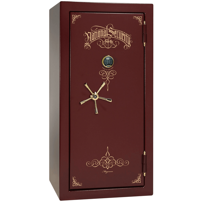 Magnum | 25 | Level 8 Security | 2.5 Hours Fire Protection | Burgundy Gloss | Brass Electronic Lock | 60.5"(H) x 30"(W) x 29"(D)