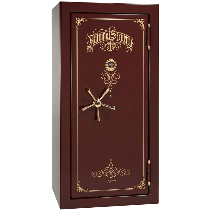 Magnum | 25 | Level 8 Security | 2.5 Hours Fire Protection | Burgundy Gloss | Brass Mechanical Lock | 60.5"(H) x 30"(W) x 29"(D)