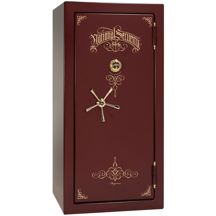 Magnum | 25 | Level 8 Security | 2.5 Hours Fire Protection | Burgundy | Brass Mechanical Lock | 60.5"(H) x 30"(W) x 29"(D)