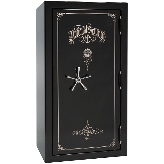 Magnum | 40 | Level 8 Security | 2.5 Hours Fire Protection | Black Gloss | Chrome Mechanical Lock | 65.5"(H) x 36"(W) x 32"(D)