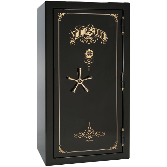 Magnum | 40 | Level 8 Security | 2.5 Hours Fire Protection | Black Gloss | Brass Mechanical Lock | 65.5"(H) x 36"(W) x 32"(D)