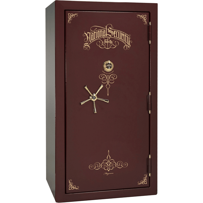 Magnum | 40 | Level 8 Security | 2.5 Hours Fire Protection | Burgundy | Brass Mechanical Lock | 65.5"(H) x 36"(W) x 32"(D)