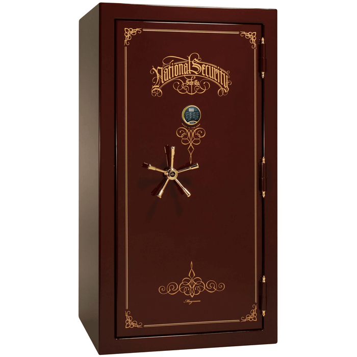 Magnum | 40 | Level 8 Security | 2.5 Hours Fire Protection | Burgundy Gloss | Brass Electronic Lock | 65.5"(H) x 36"(W) x 32"(D)