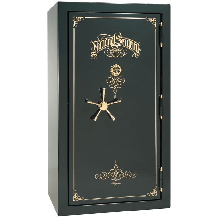 Magnum | 40 | Level 8 Security | 2.5 Hours Fire Protection | Green Gloss | Brass Mechanical Lock | 65.5"(H) x 36"(W) x 32"(D)