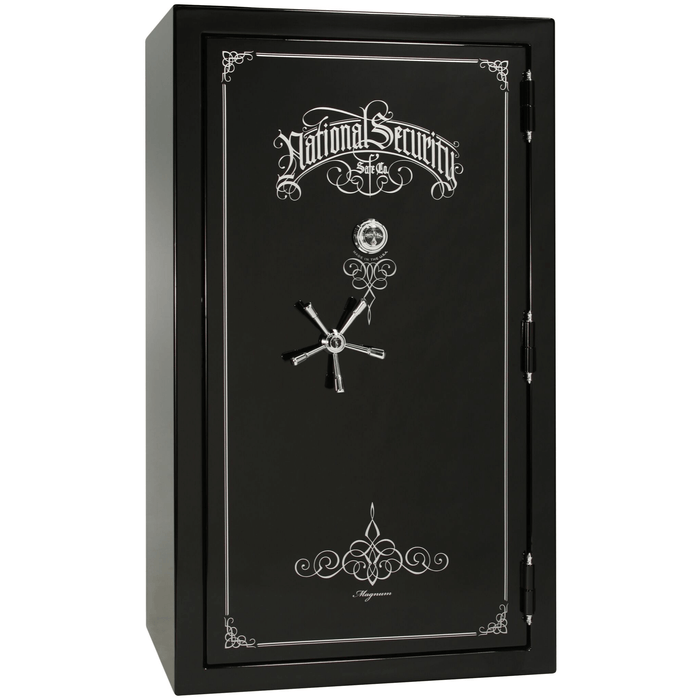 Magnum | 50 | Level 8 Security | 2.5 Hours Fire Protection | Black Gloss | Chrome Mechanical Lock | 72.5"(H) x 42"(W) x 32"(D)