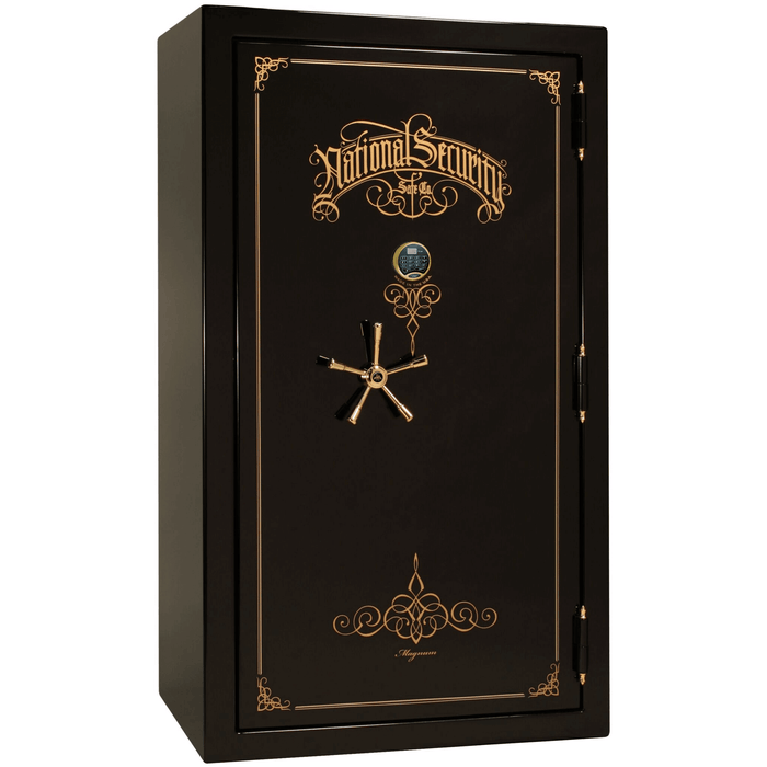Magnum | 50 | Level 8 Security | 2.5 Hours Fire Protection | Black Gloss | Brass Electronic Lock | 72.5"(H) x 42"(W) x 32"(D)