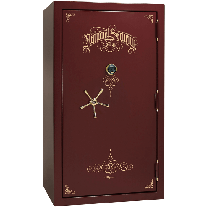 Magnum | 50 | Level 8 Security | 2.5 Hours Fire Protection | Burgundy | Brass Electronic Lock | 72.5"(H) x 42"(W) x 32"(D)