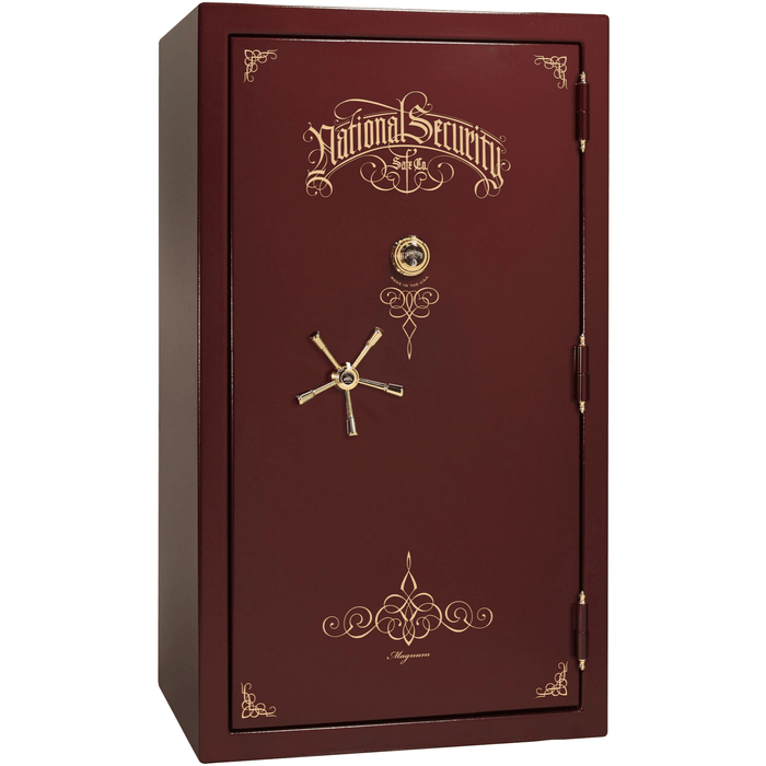 Magnum | 50 | Level 8 Security | 2.5 Hours Fire Protection | Burgundy | Brass Mechanical Lock | 72.5"(H) x 42"(W) x 32"(D)