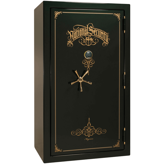 Magnum | 50 | Level 8 Security | 2.5 Hours Fire Protection | Green Gloss | Brass Electronic Lock | 72.5"(H) x 42"(W) x 32"(D)