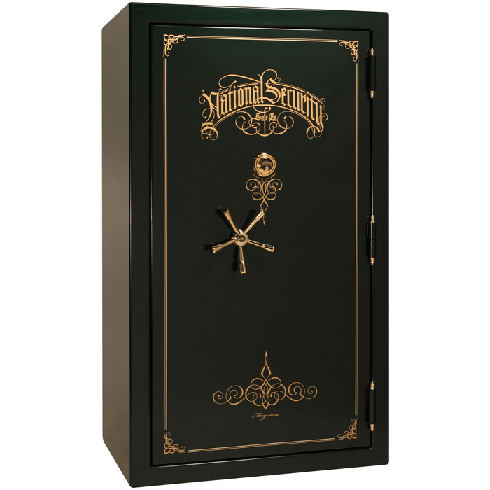Magnum | 50 | Level 8 Security | 2.5 Hours Fire Protection | Green Gloss | Brass Mechanical Lock | 72.5"(H) x 42"(W) x 32"(D)