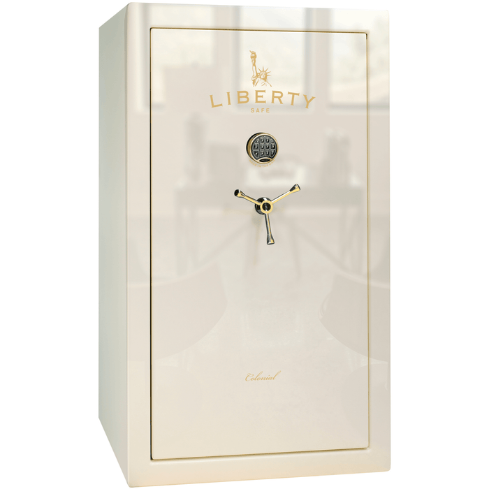 Colonial | 30 | Level 3 Security | 75 Minute Fire Protection | White Gloss | Brass Electronic Lock | 60.5"(H) x 36"(W) x 25"(D)