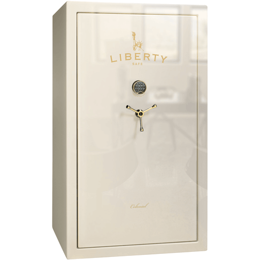 Colonial | 50 | Level 3 Security | 75 Minute Fire Protection | White Gloss | Brass Electronic Lock | 72.5"(H) x 42"(W) x 30.5"(D)