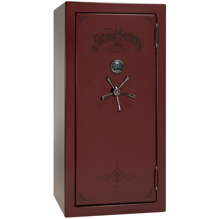 Classic Plus | 25 | Level 7 Security | 110 Minute Fire Protection | Burgundy | Black Electronic Lock | 60.5"(H) x 30"(W) x 29"(D)