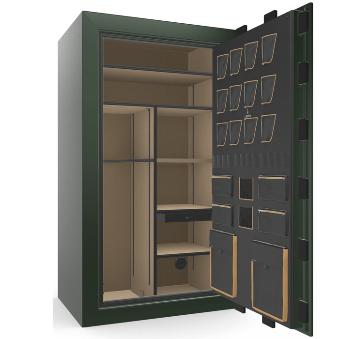 Classic Plus | 50 | Level 7 Security | 110 Minute Fire Protection | Green Gloss | Brass Mechanical Lock | 72.5"(H) x 42"(W) x 32"(D)